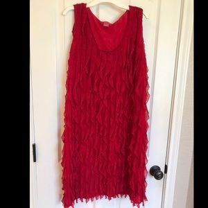 Red ruffle flapper dress, large